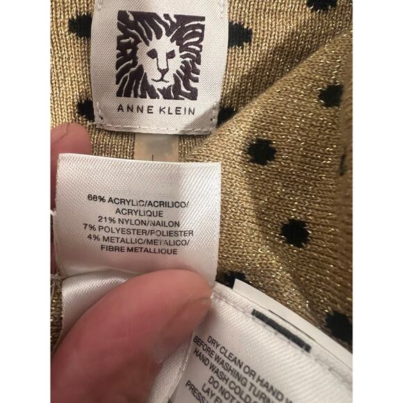 Anne Klein Black Cardigan with White Dots - Picture 8 of 9